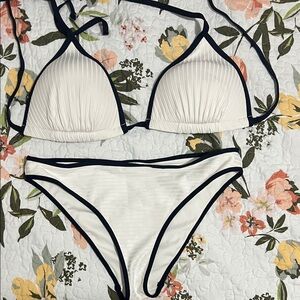 Women’s Cream Bikini with Black Trim - Classic Two-Piece Swim